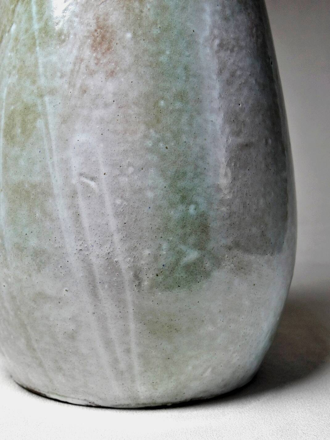 Handcrafted enamelled terracotta water jar signed