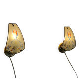 Paire d'appliques en verre et métal doré par Krämer Leuchten, 1970, Allemagne