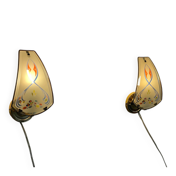 Paire d'appliques en verre et métal doré par Krämer Leuchten, 1970, Allemagne