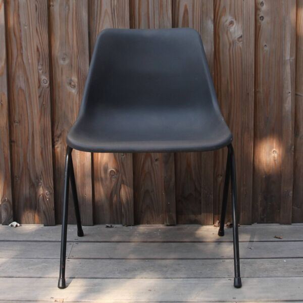 5 chaises en plastique gris-bleu par Robin Day pour Hille
