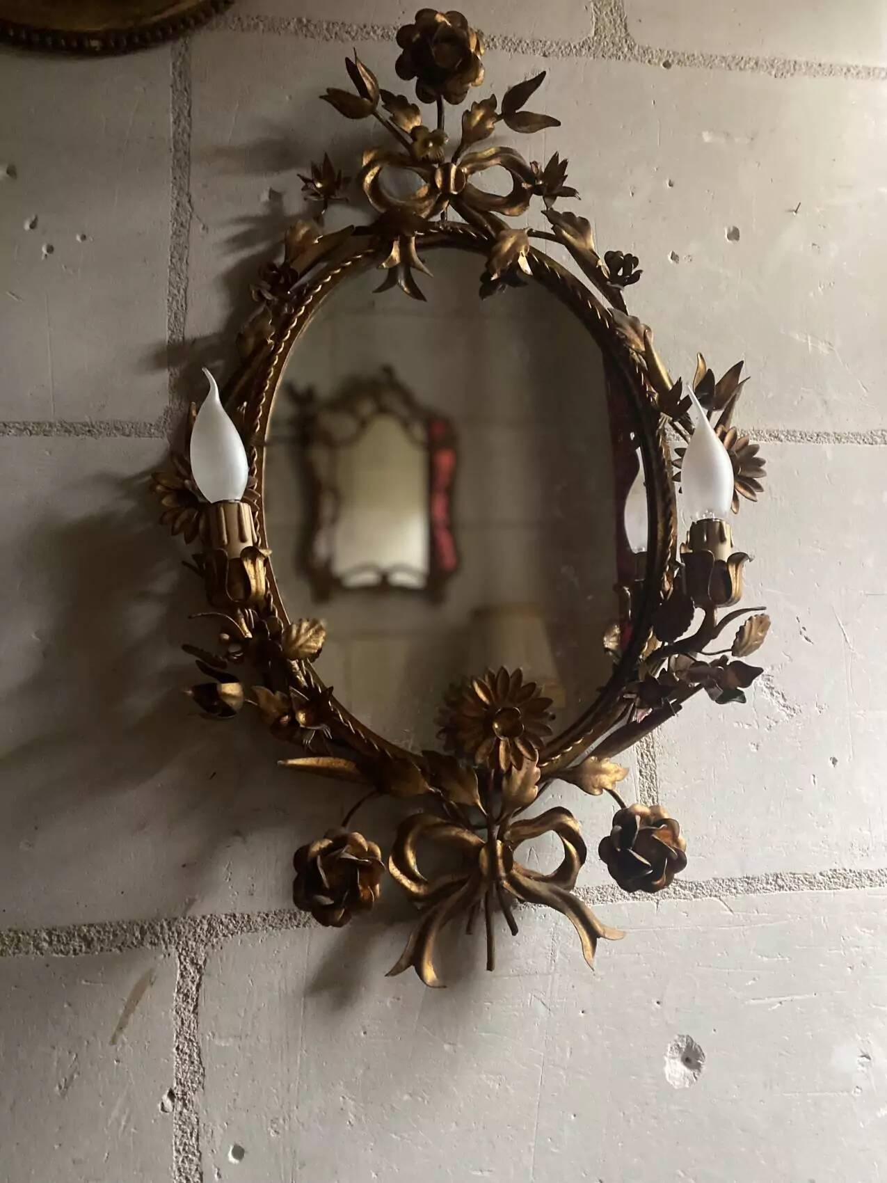 Miroir italien Hollywood Regency, années 50