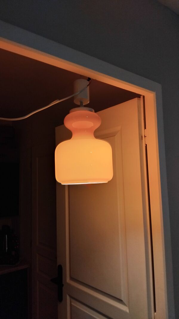 Suspension lustre opaline orange vintage année 70