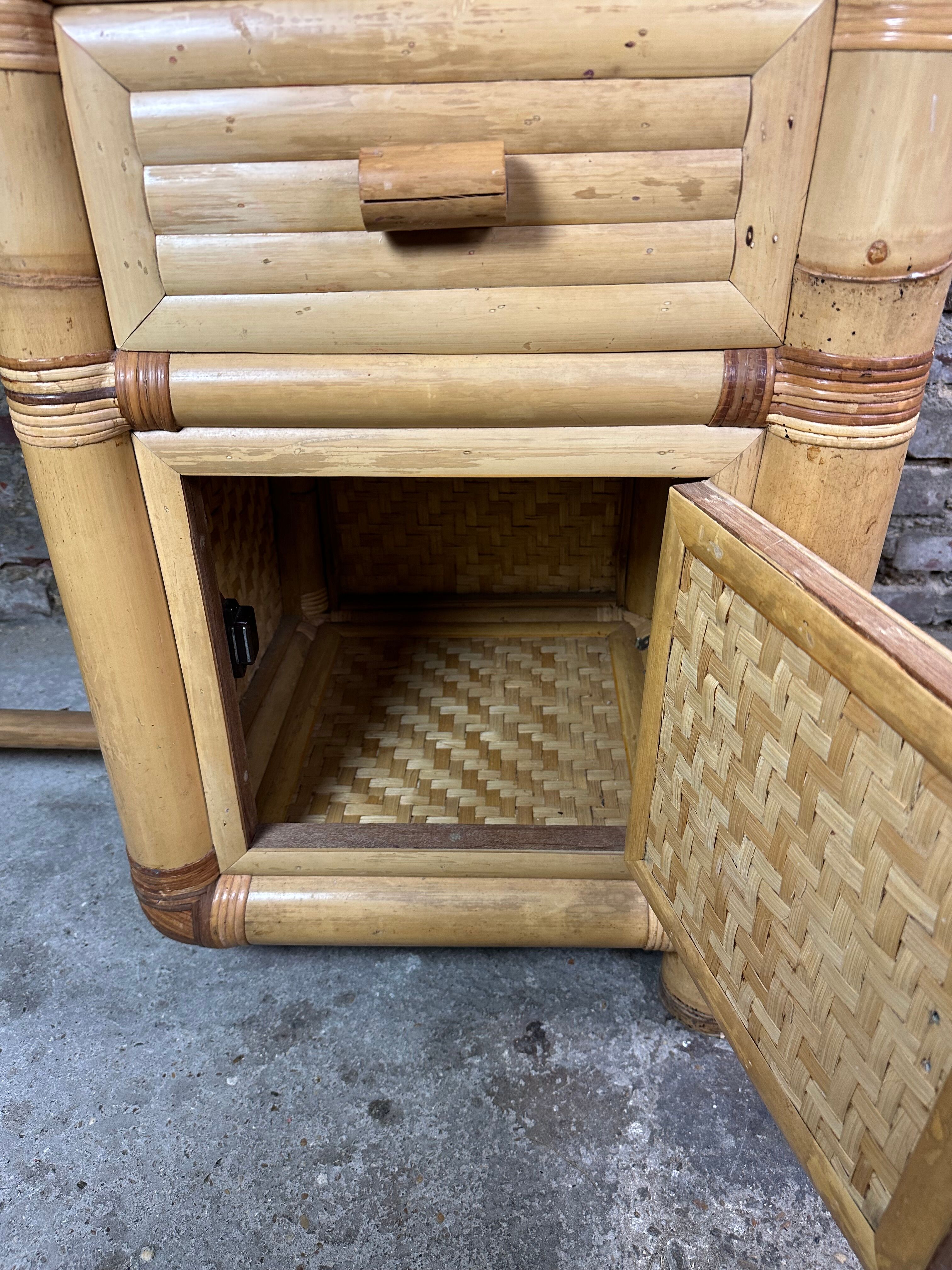 Coiffeuse en bambou vintage 1970