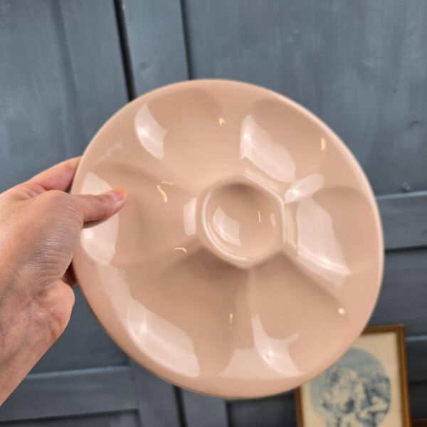 Lot 6 assiettes à huîtres vintage Digoin rose poudré