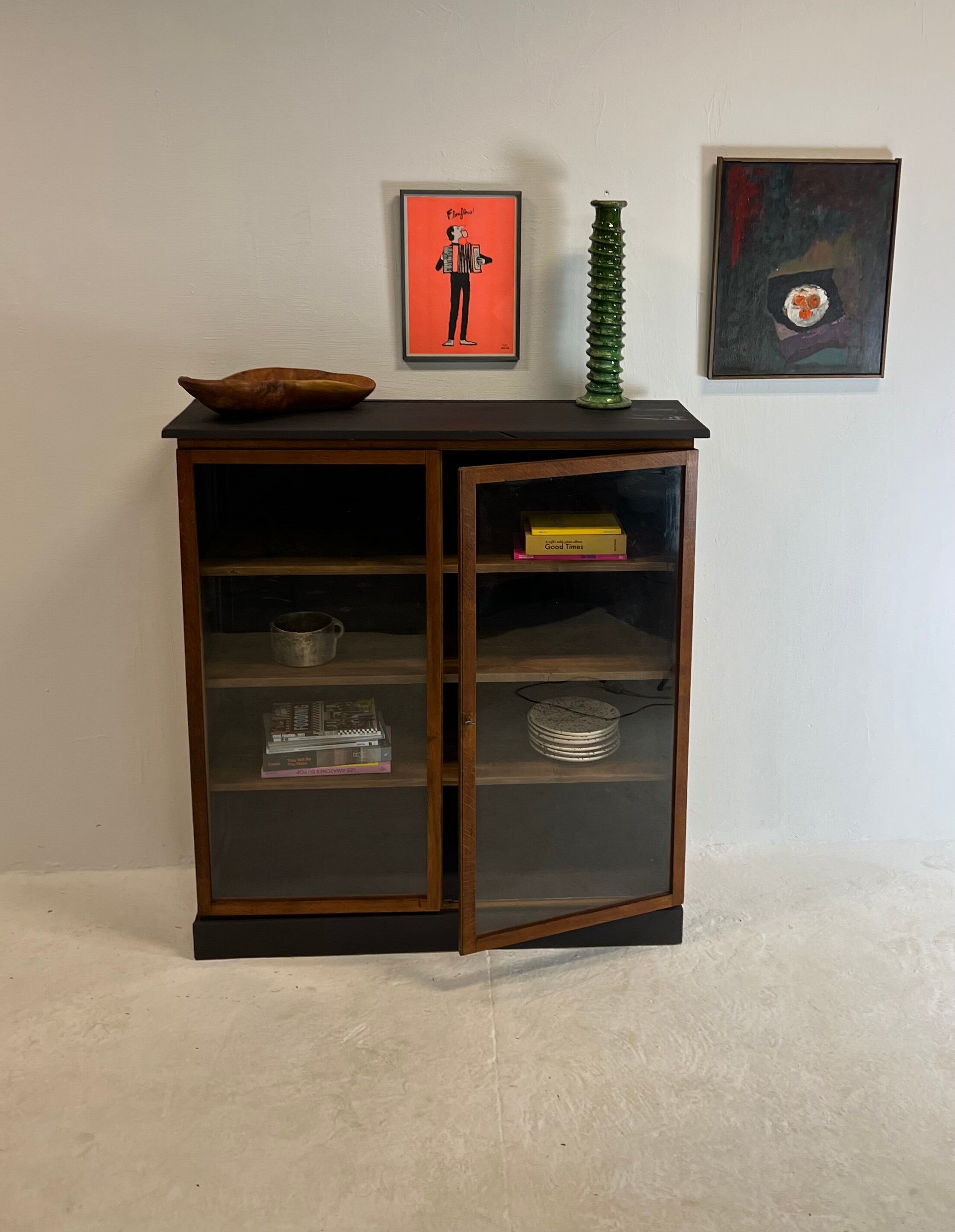 Oak showcase from the 50s