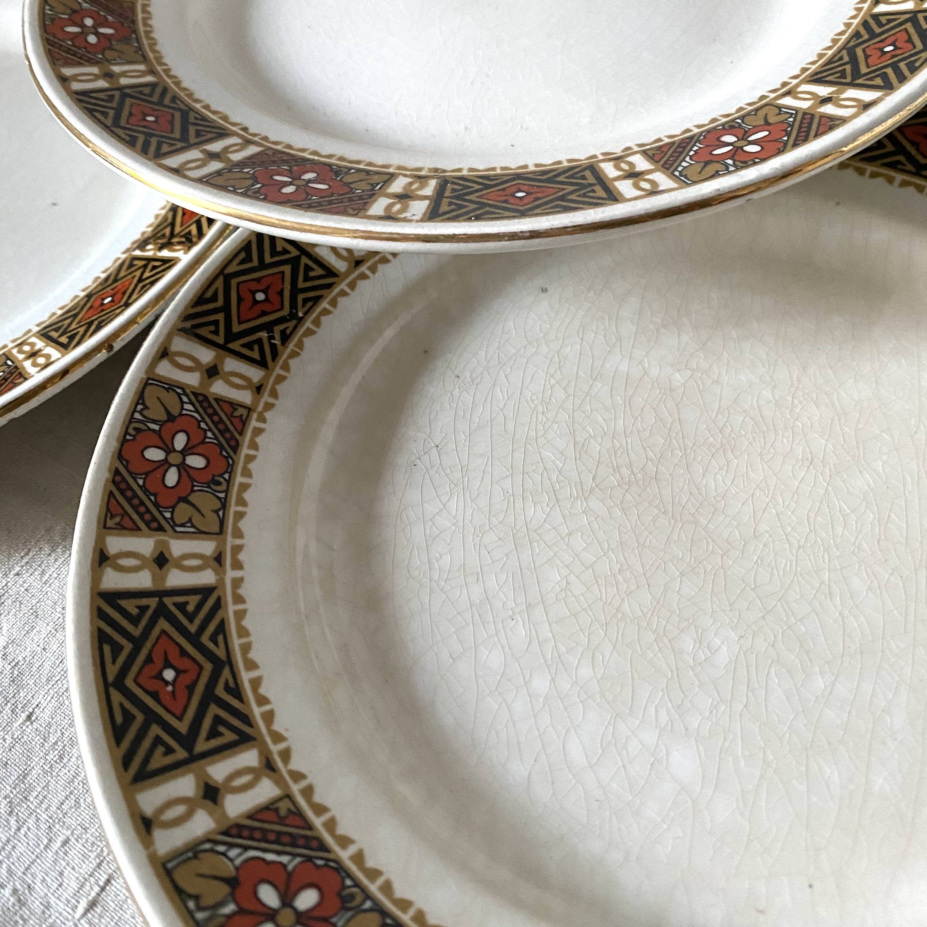 Luneville dessert plates with ethnic decor