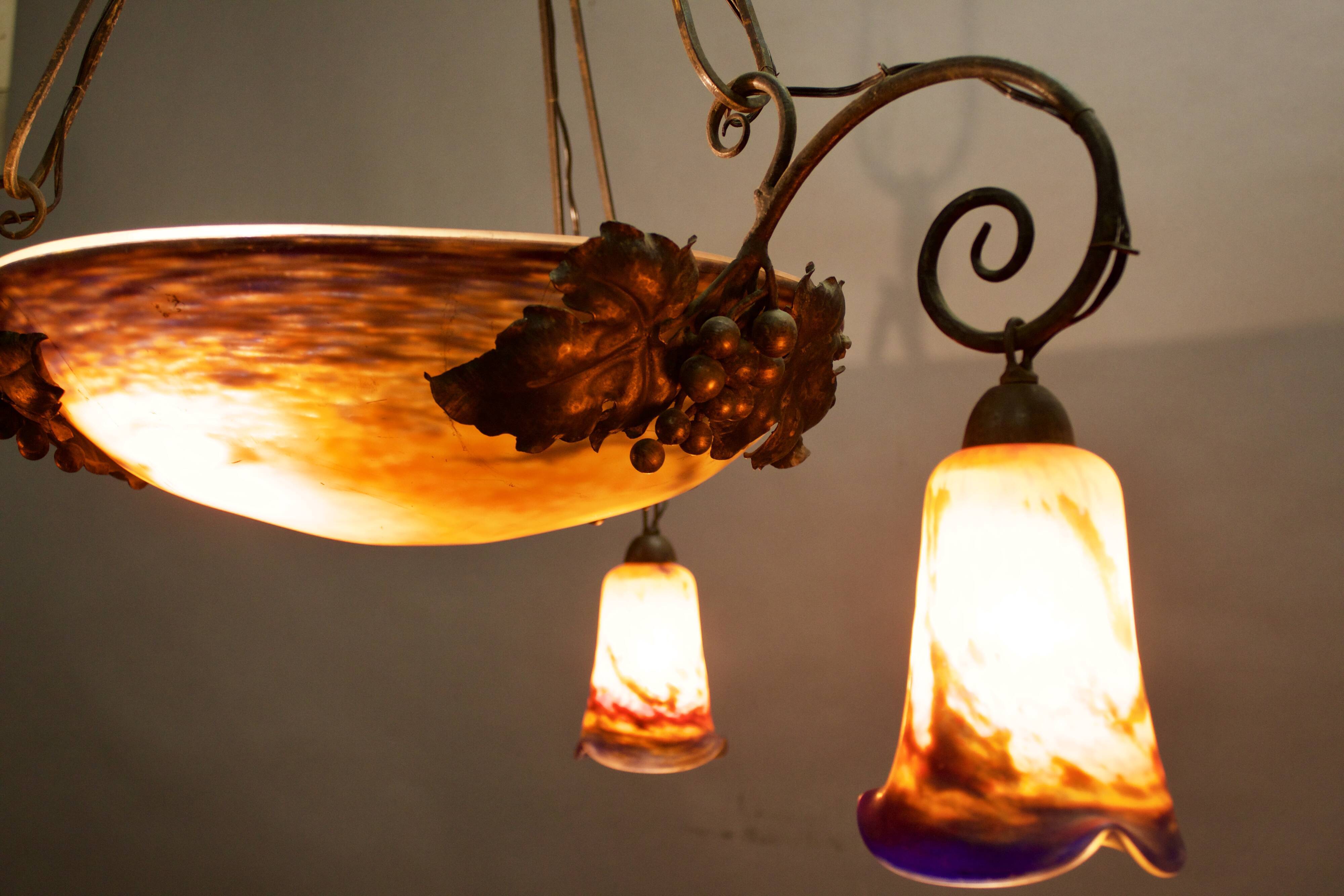 Art deco glass paste chandelier