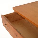 Scandinavian 1950s birch chest of drawers with brass handles