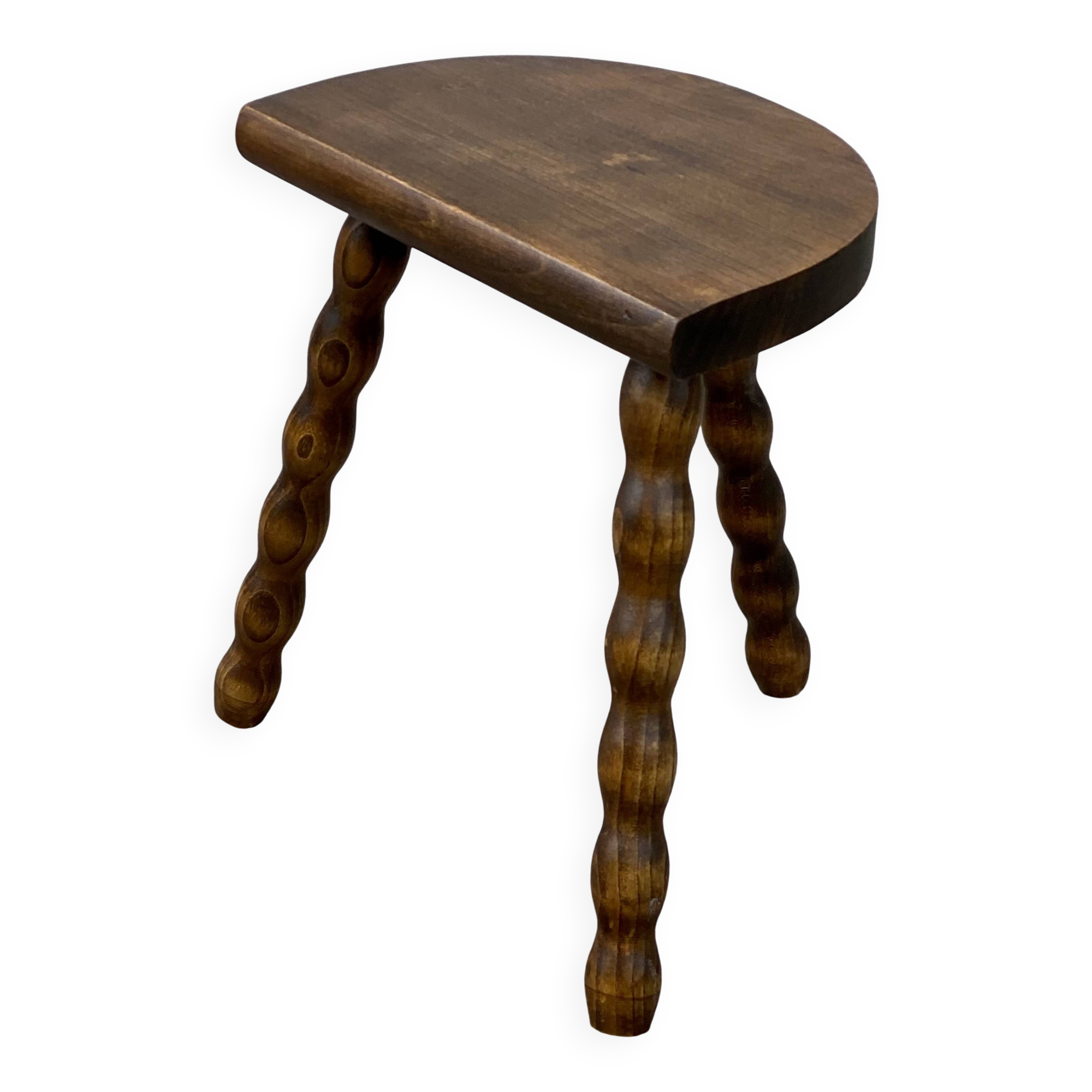 Tabouret tripode demi-lune vintage 1950