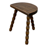 Vintage 1950s half-moon tripod stool