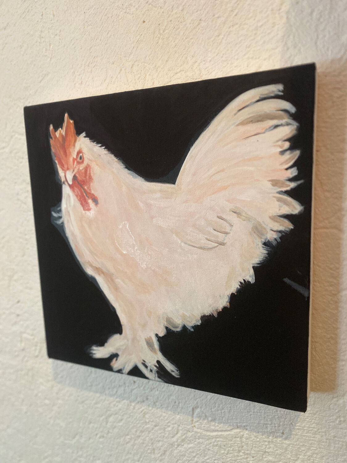 Rooster portrait oil painting on canvas
