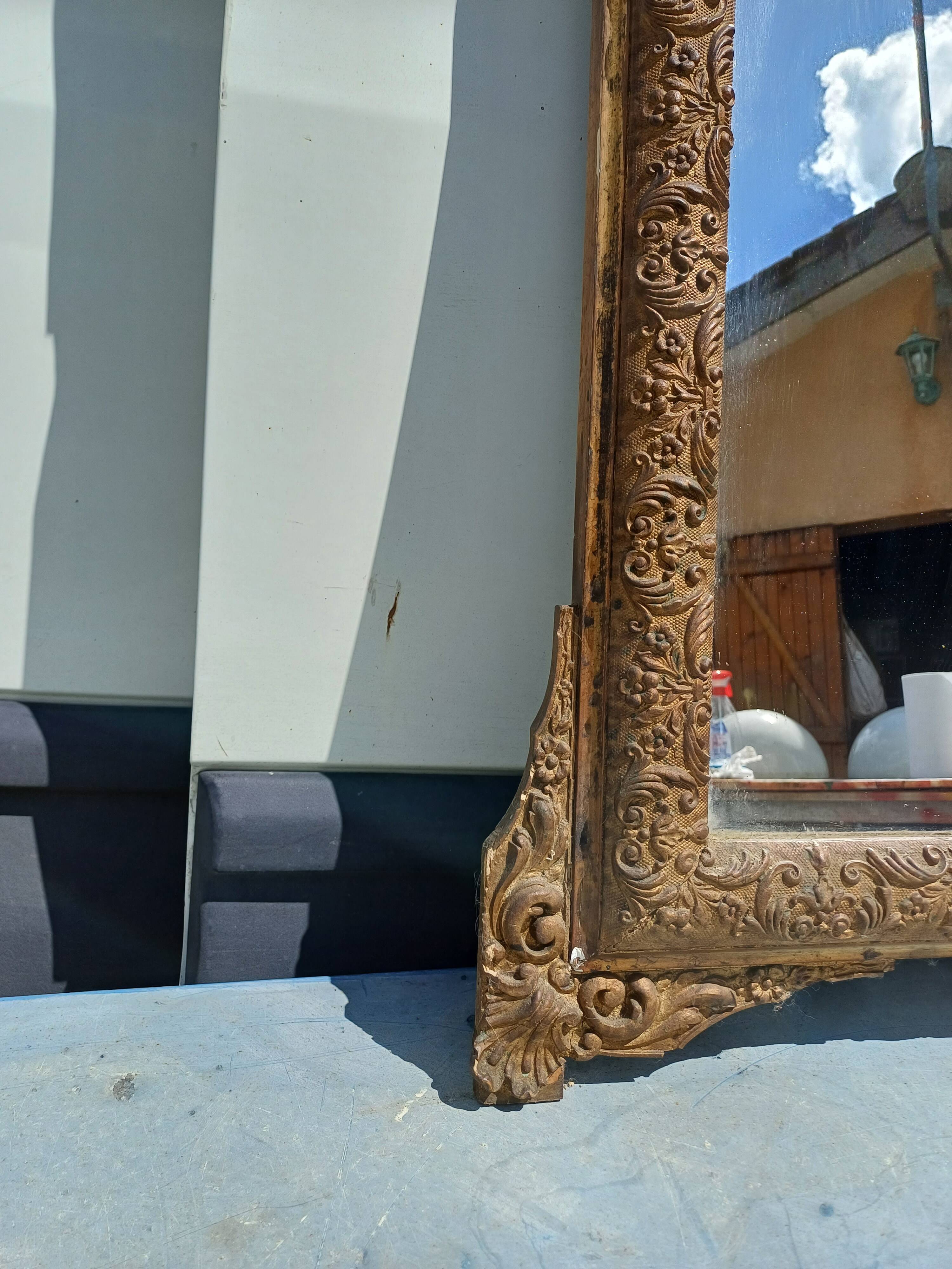 Miroir de Cheminée 19 éme en Bois et Stuk Doré