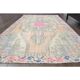 Vintage Turkish Oushak handmade wool cotton orange area rug 125x208