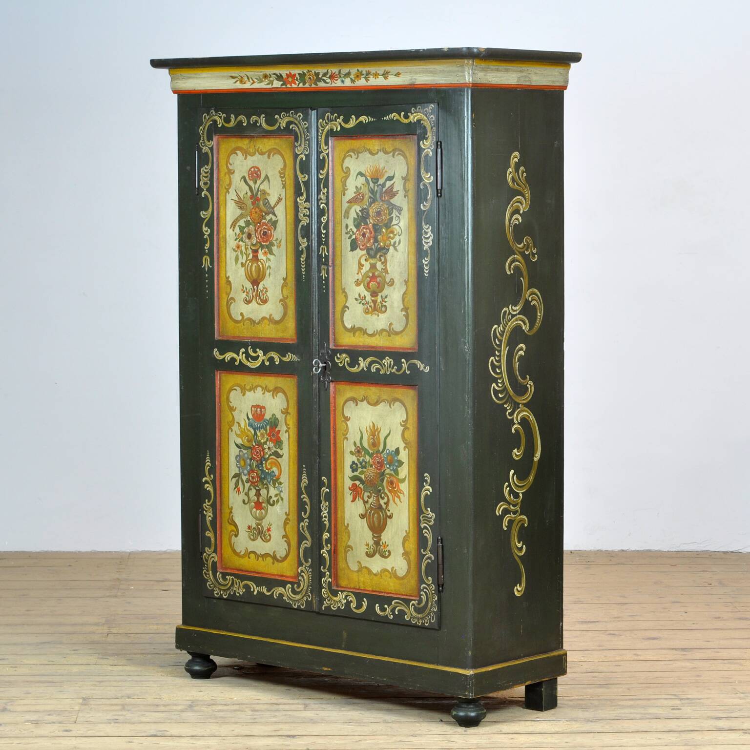 Antique German Hand Painted Cabinet, Circa 1850
