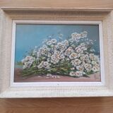 Vintage still life painting with daisies