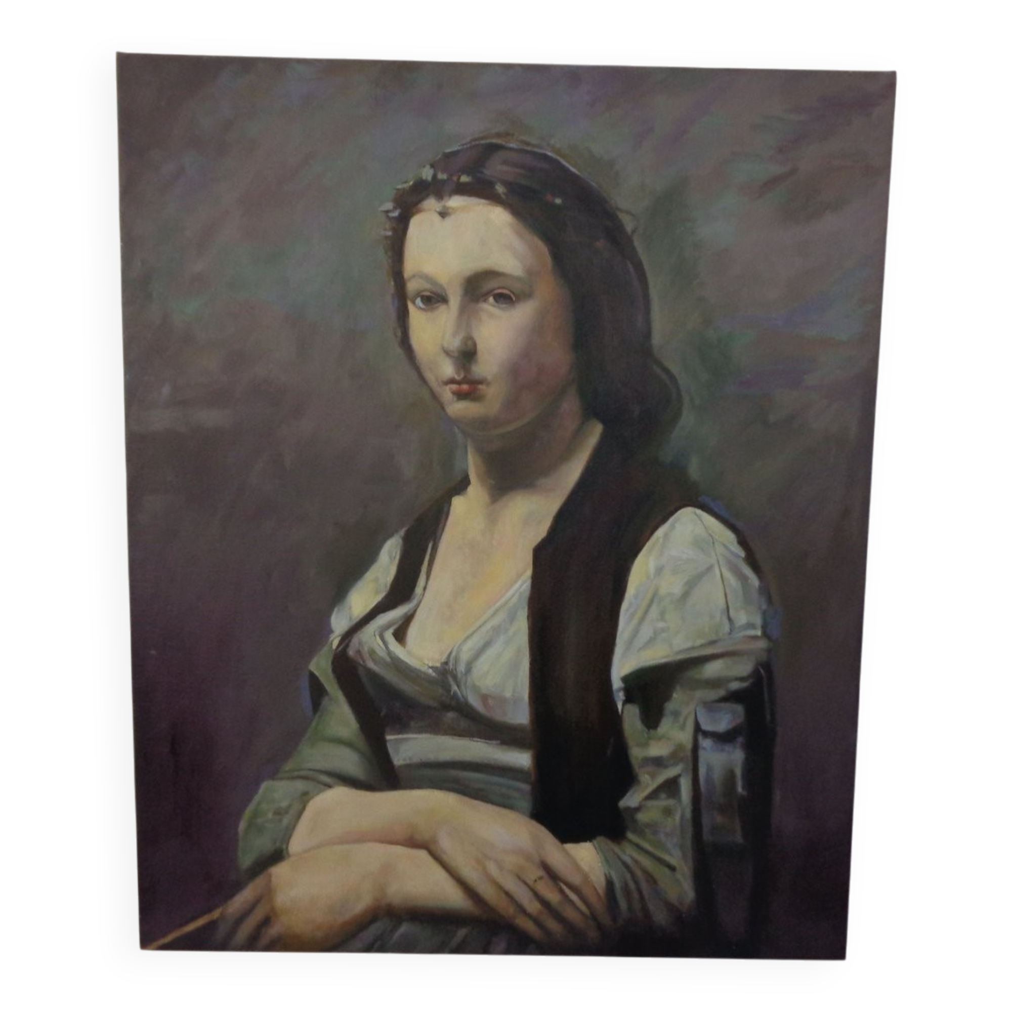 Fred Neumann After Jean Baptiste Camille Corot, The Woman with the Pearl, 1980s, Oil on Canvas