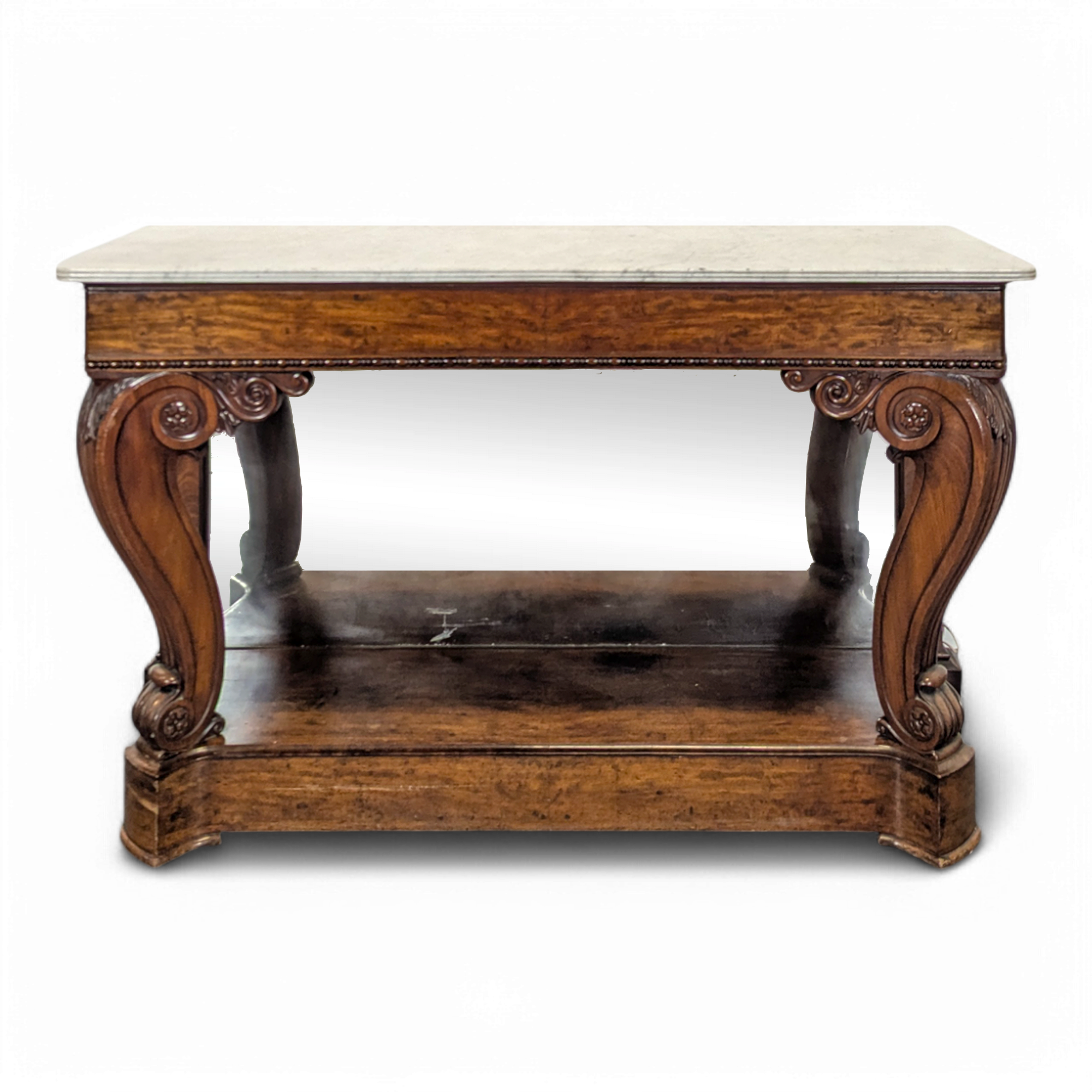 Restoration period console with mirror base, stamped Gomien