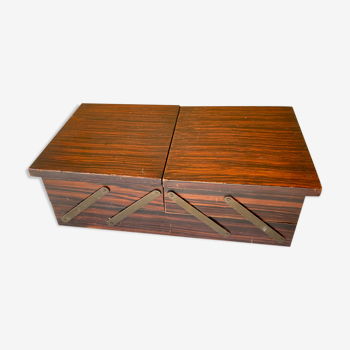 Jewelry box sewing box scandinavian design vintage 60 veneered rosewood and mirrors