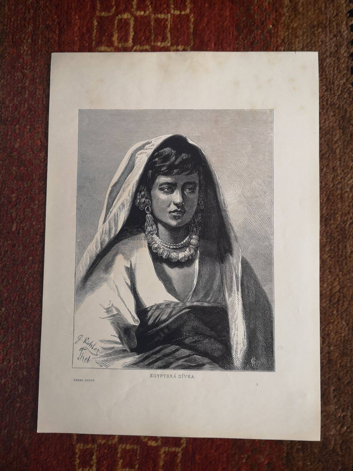 Old orientalist engraving - Gustav Richter - Late 19th century