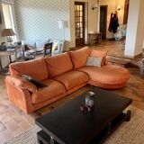 Vintage canapé and Viscoti fabric chaise longue