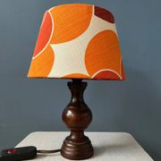 Lampe de table vintage Space Age avec abat-jour textile orange