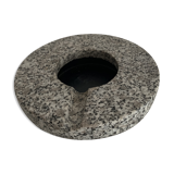 Vintage round marble ashtray speckled grey -black