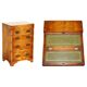Military desk Harrods in Burr Yew wood with leather, country style.