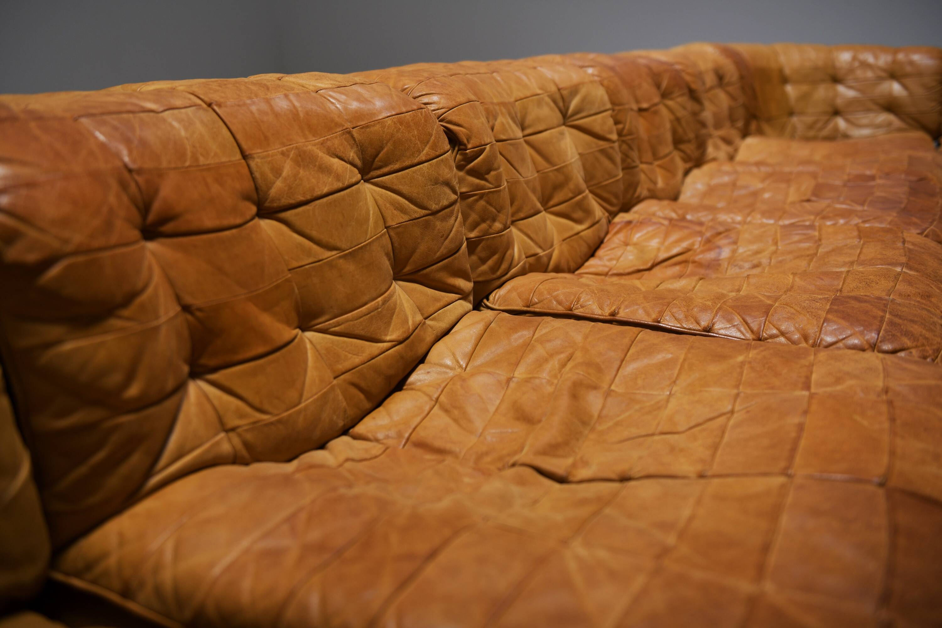 Vintage DS 11 modular sofa in cognac/orange leather by De Sede Swiss