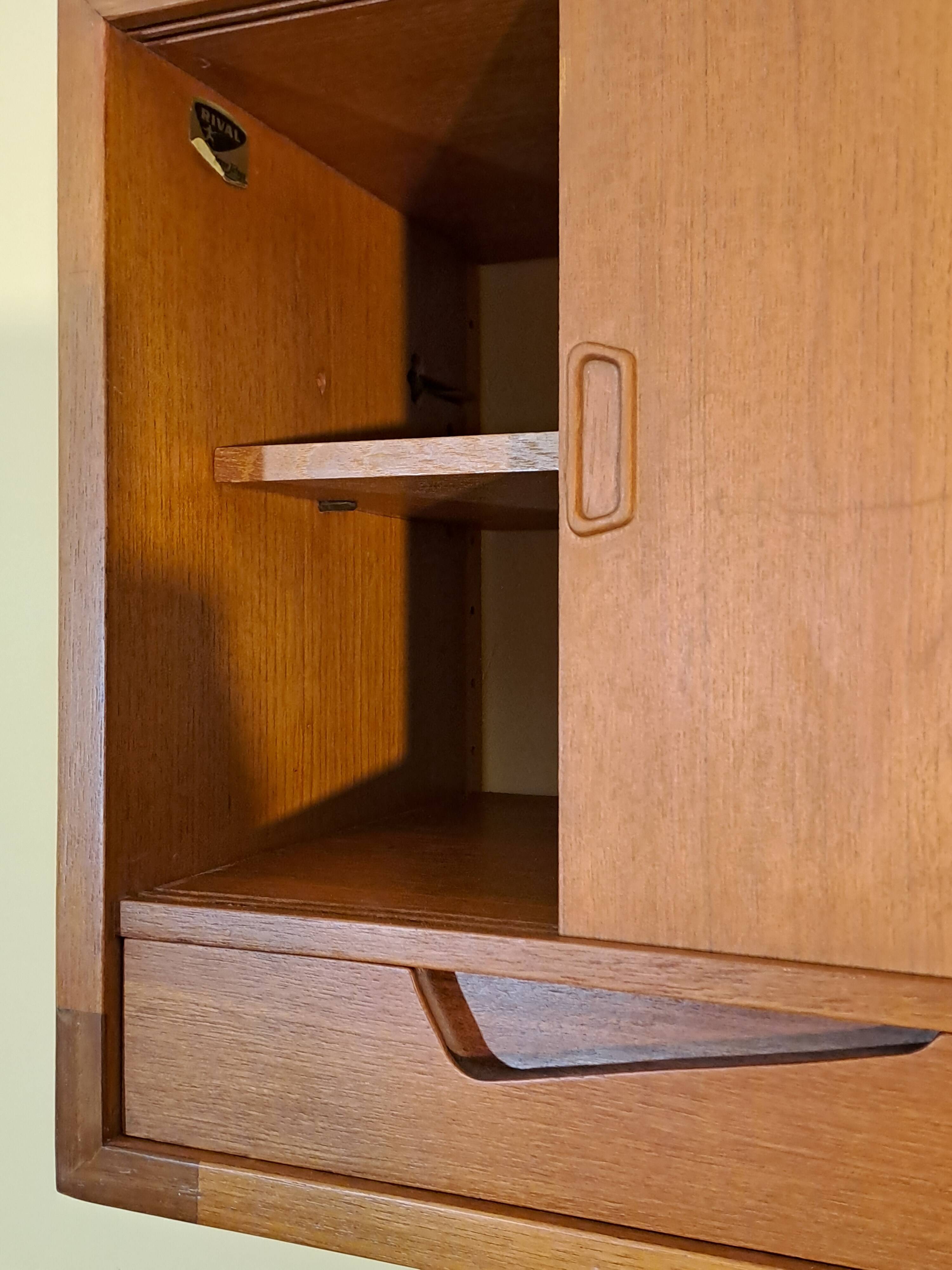 Teak wall secretary RIVAL, Vintage Scandinavian 1960s
