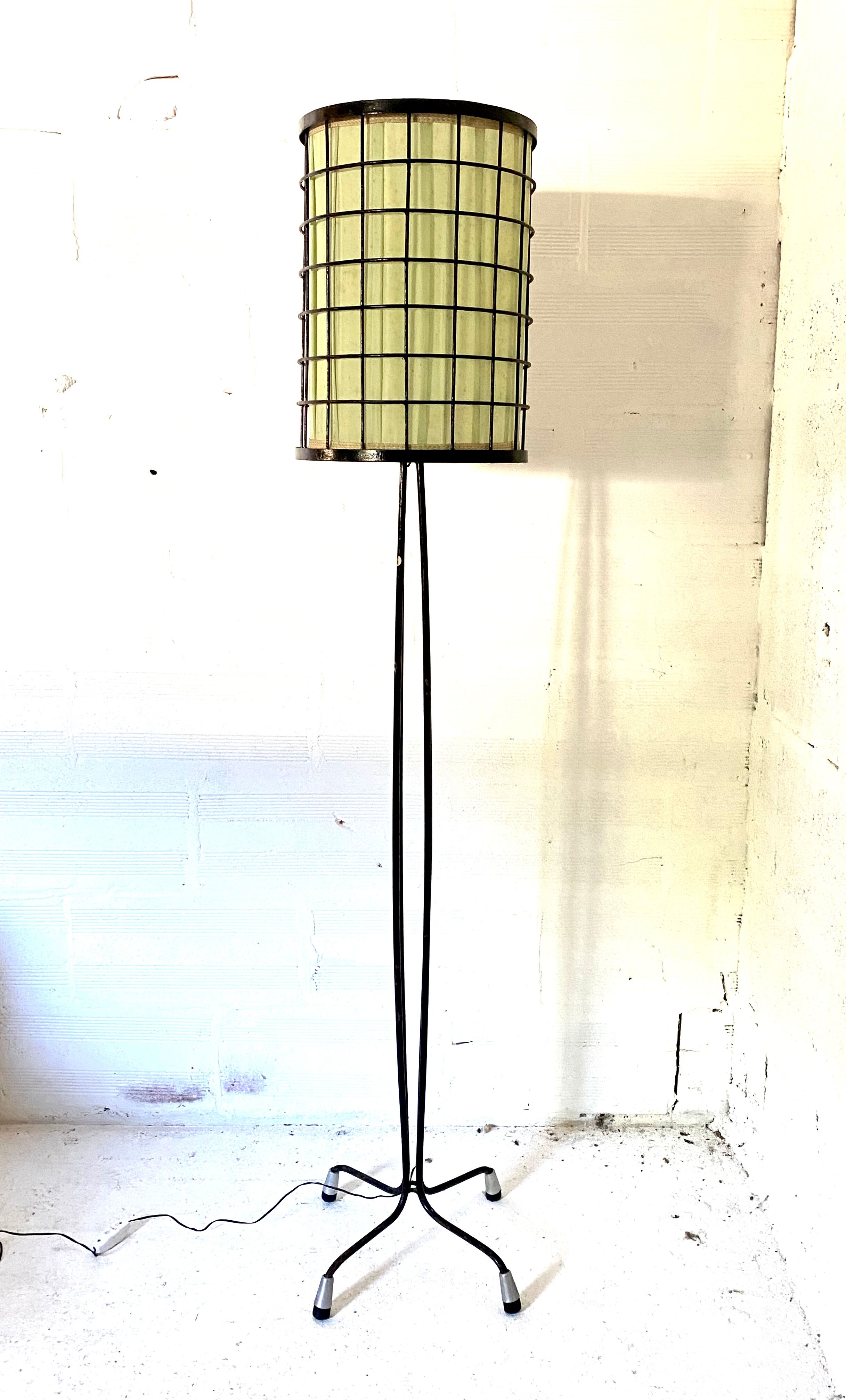 Lampadaire cage en métal 1950