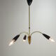Italian 3 Armed Chandelier with Brass, 1960s