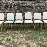 Set of 6 white chairs 1960