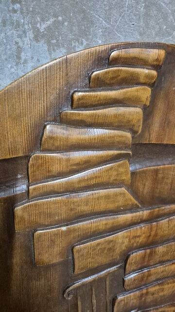 Vintage carved wooden wall plaque, sculptural relief, Czechoslovakia, mid-20th century, 47 cm