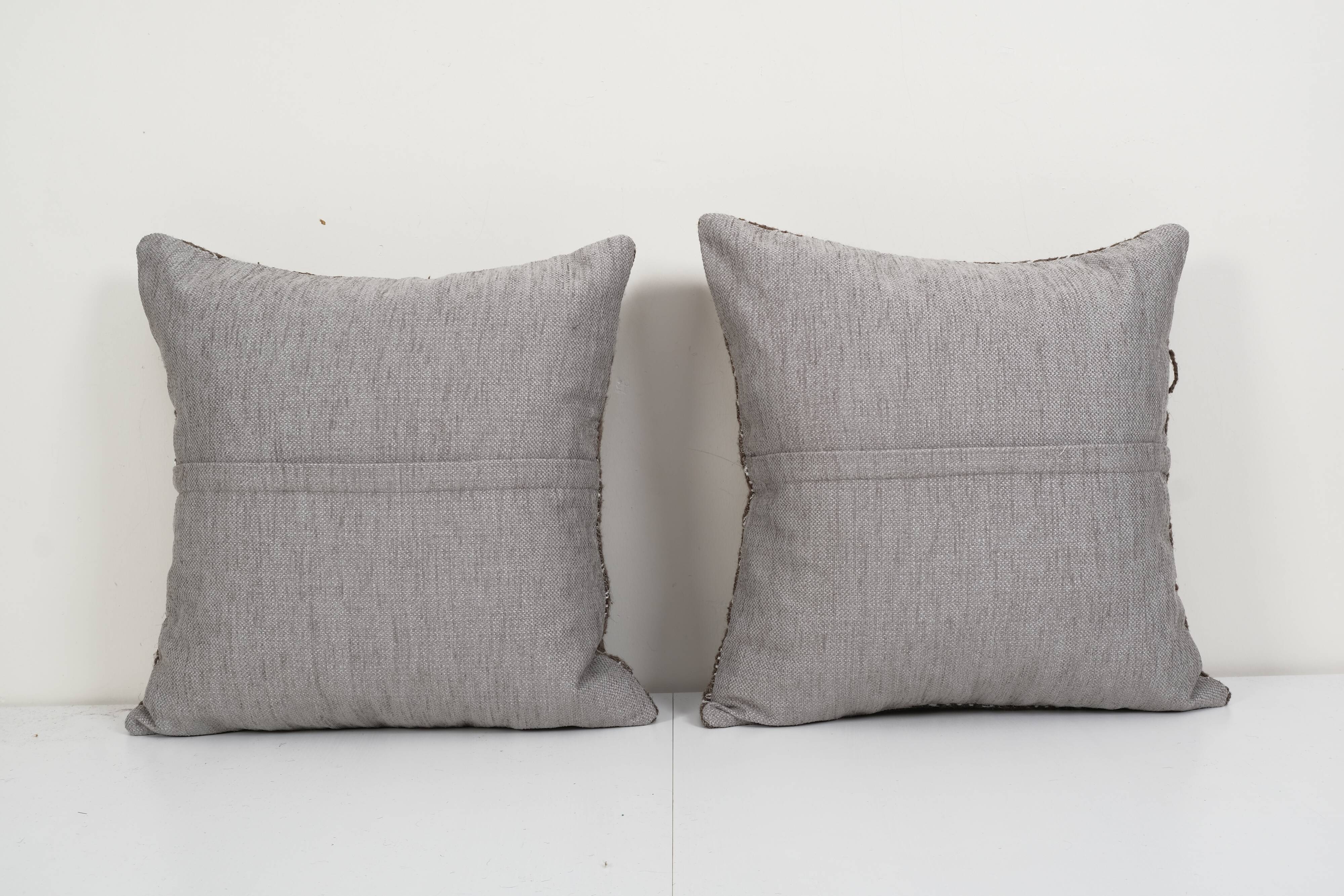 Set of two organic wool outdoor turkish old kilim pillow covers