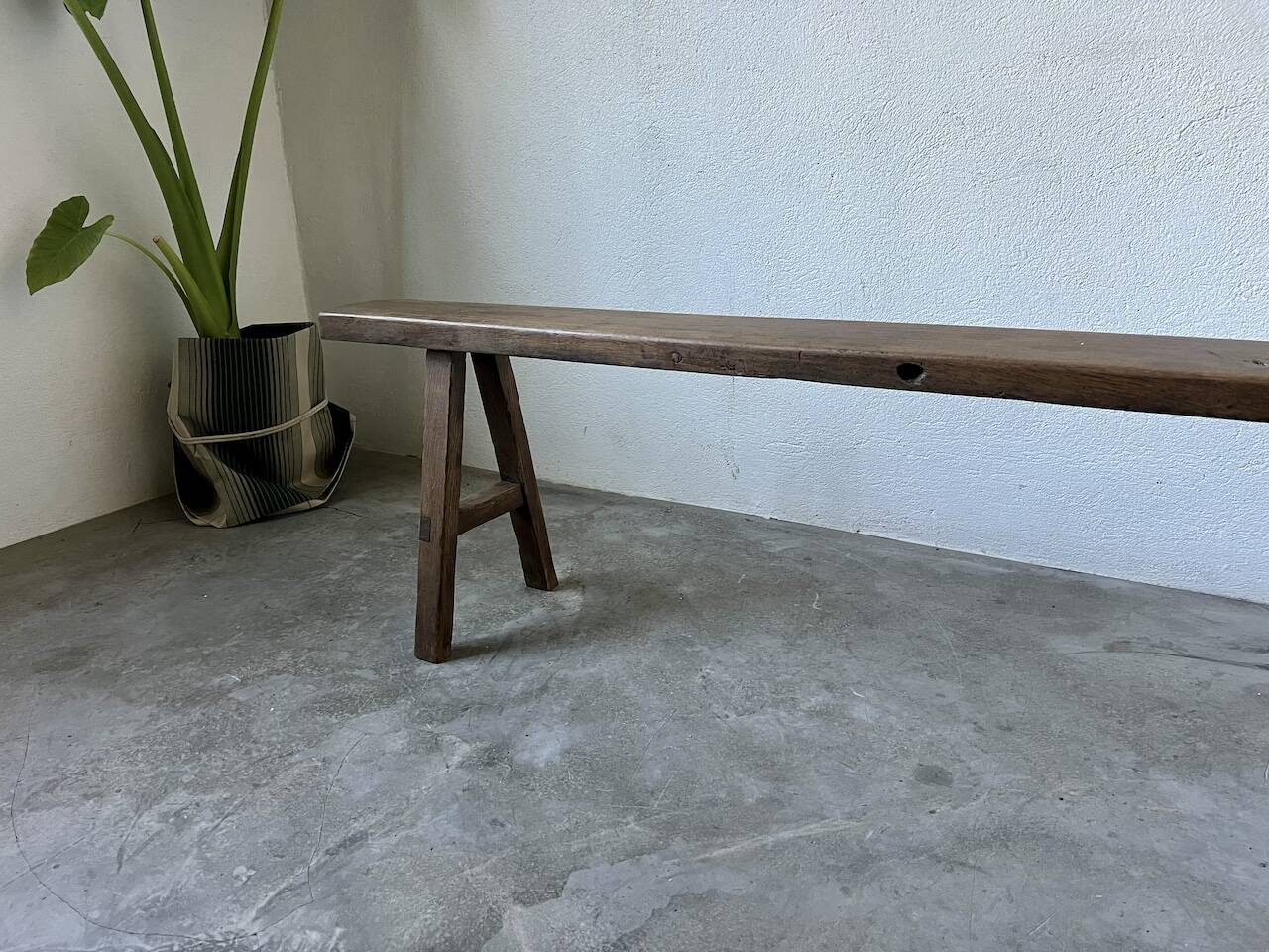 Small solid walnut farm bench, 1950s