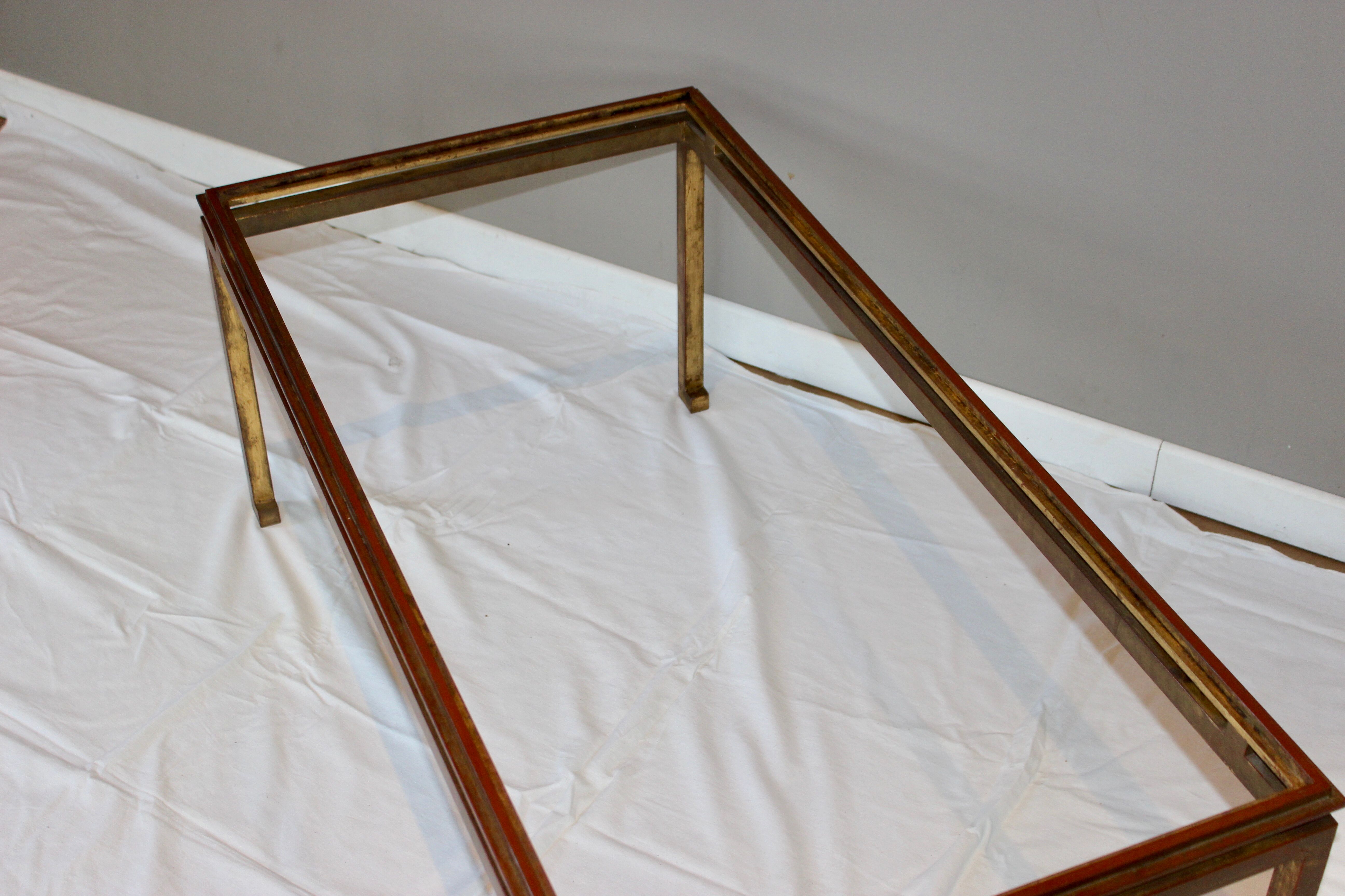 Rectangular gold wrought iron coffee table on sheet, Ramsay House