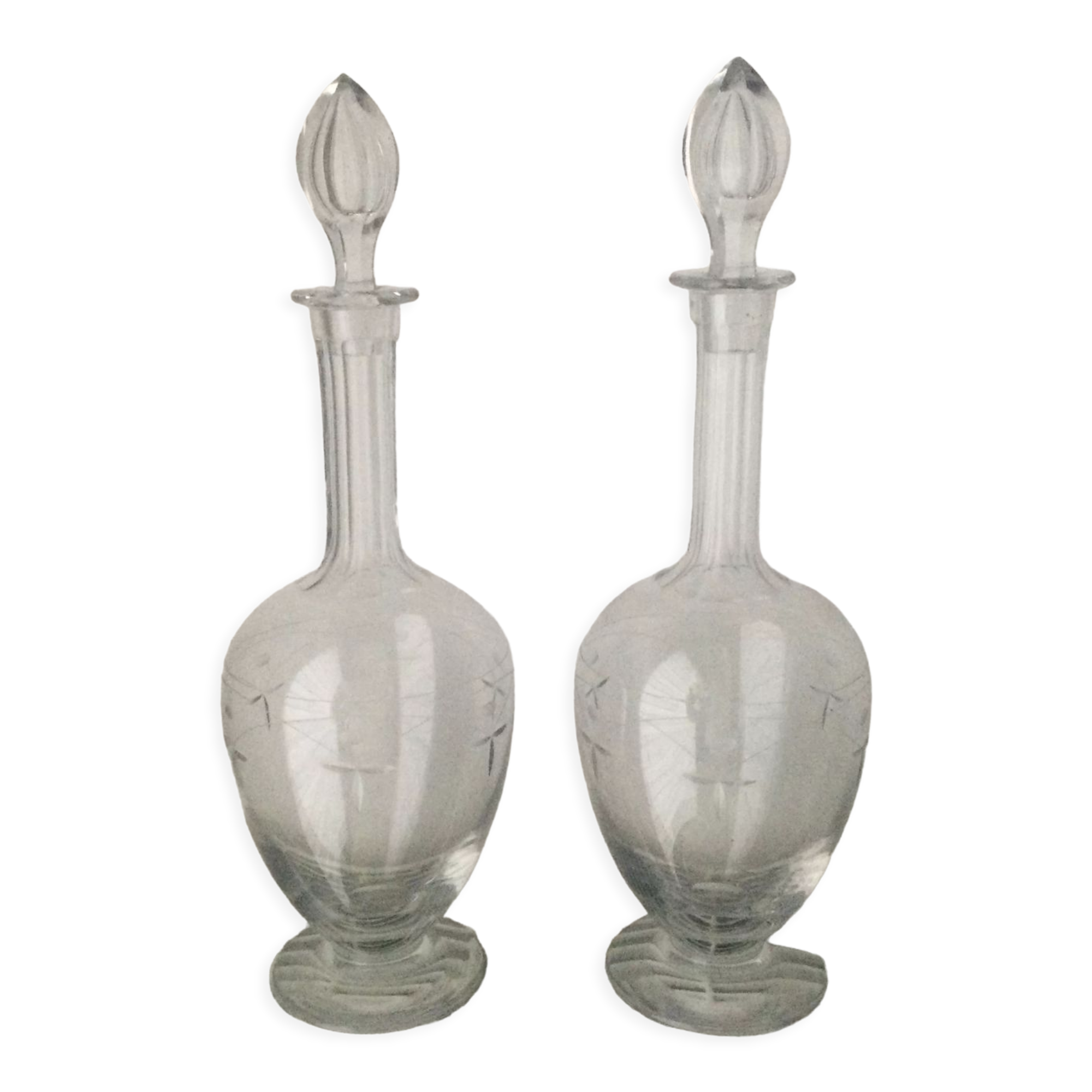 Pair of vintage crystal decanters