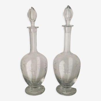 Pair of vintage crystal decanters