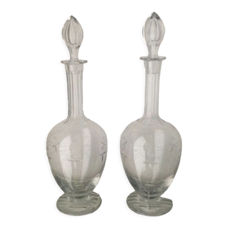 Pair of vintage crystal decanters