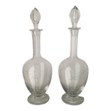 Pair of vintage crystal decanters