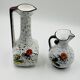 Pair of vintage hand-painted Italian floral vases