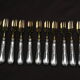 12 Cake Forks Silver Metal and Golden Blades Louis XVI Style