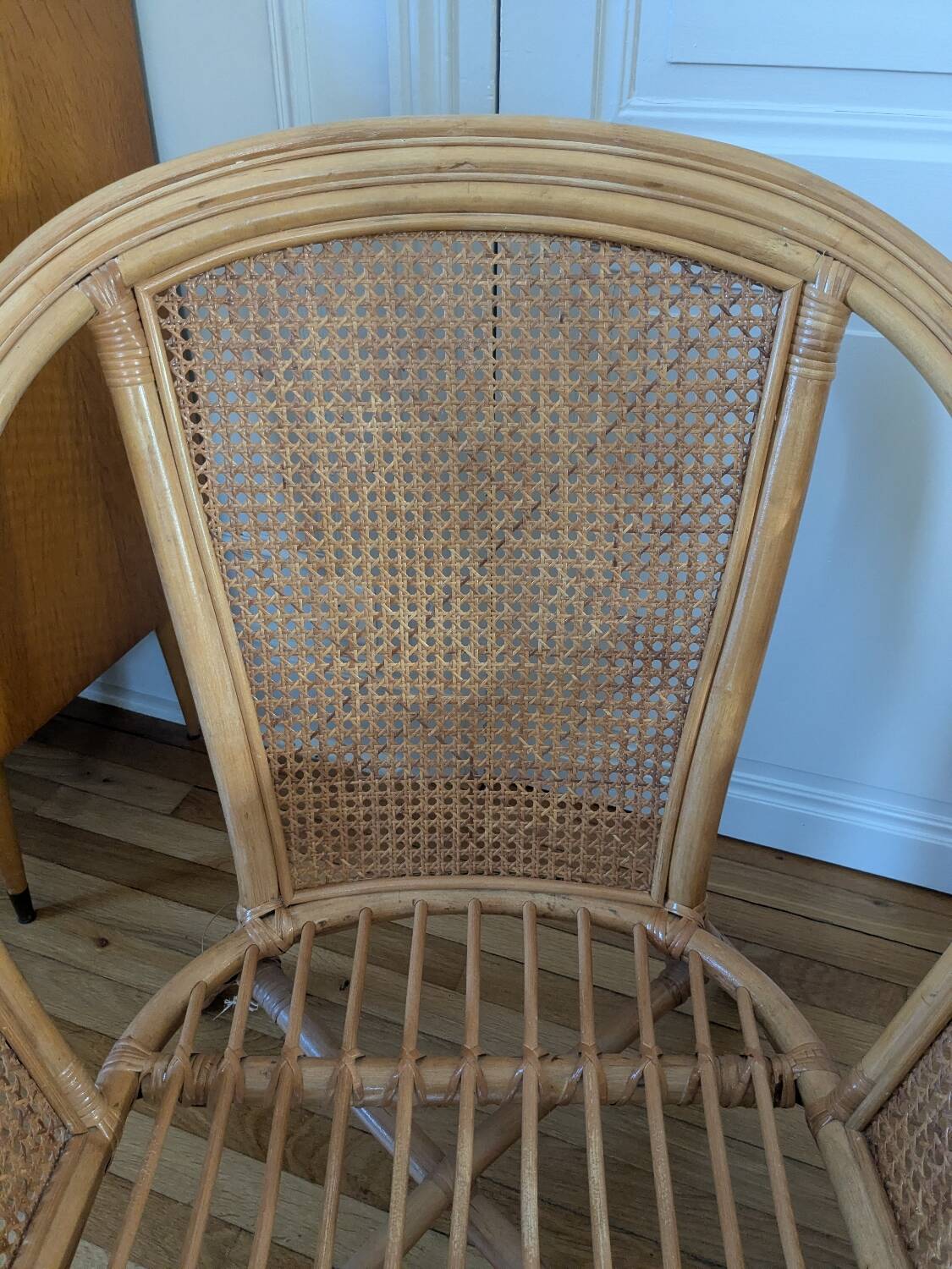 Pair of rattan armchairs