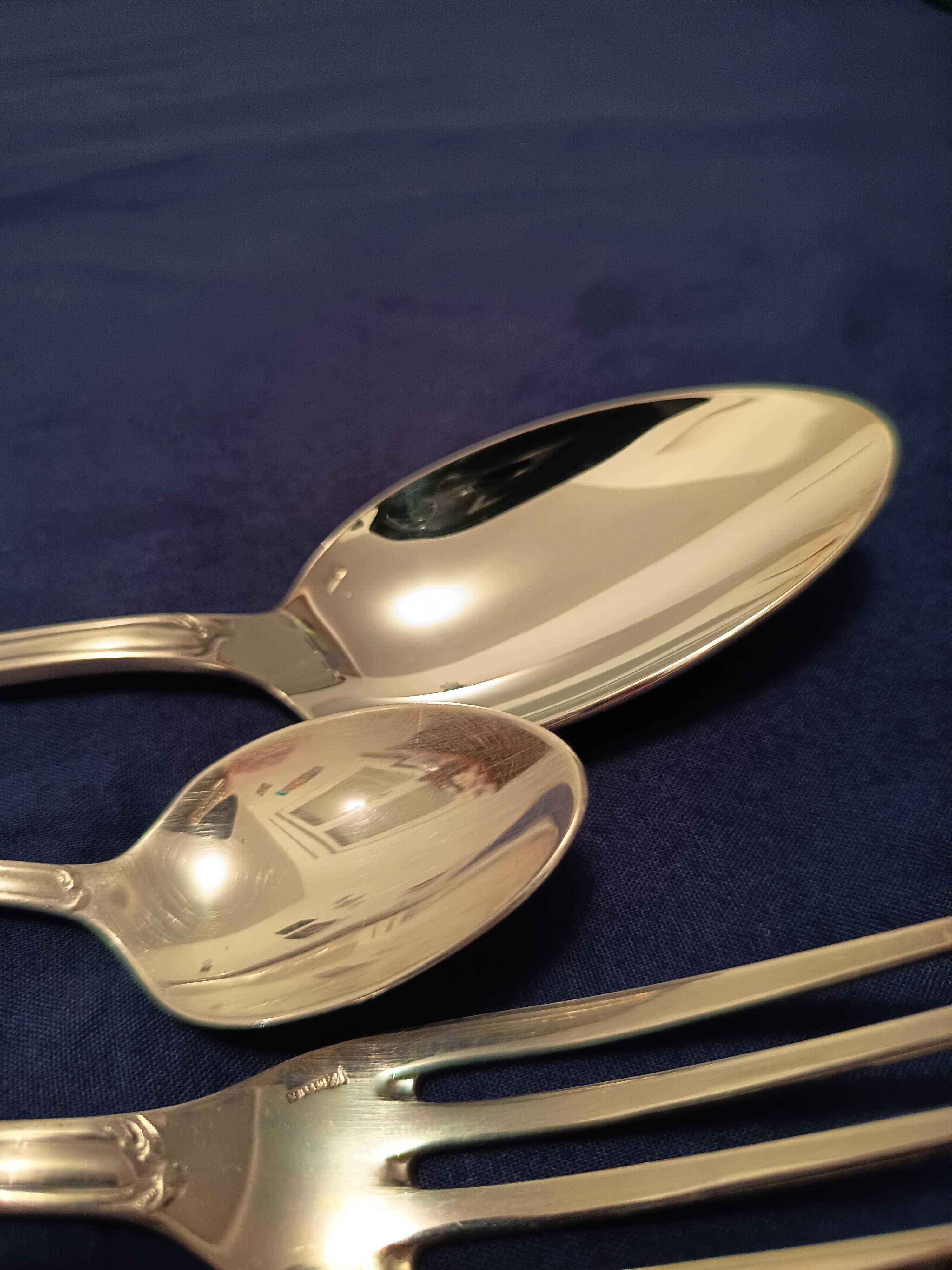 Antique silver-plated flatware set. Complete service for 12 people.