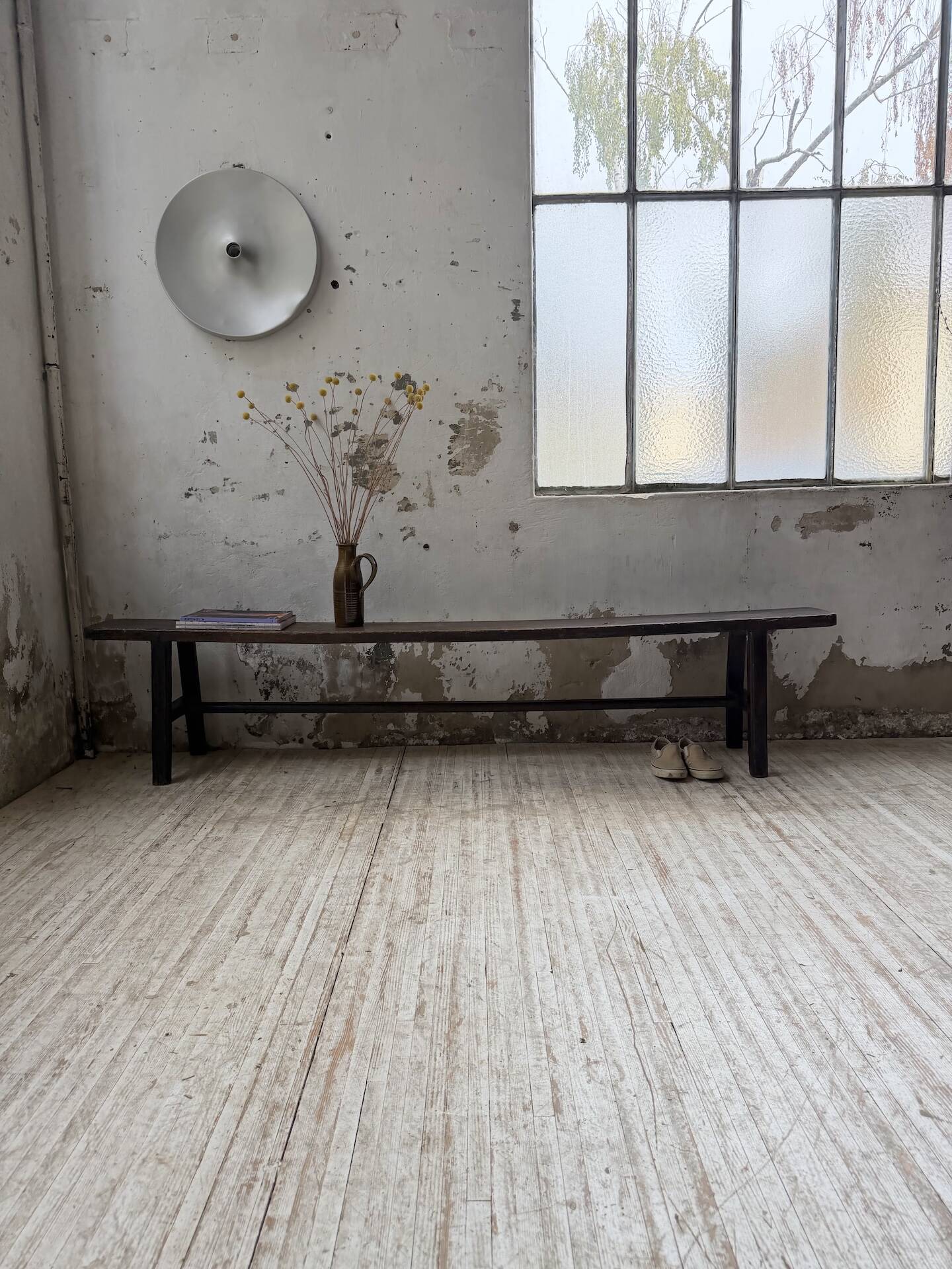 Dark patinated 1900 bench 220cm