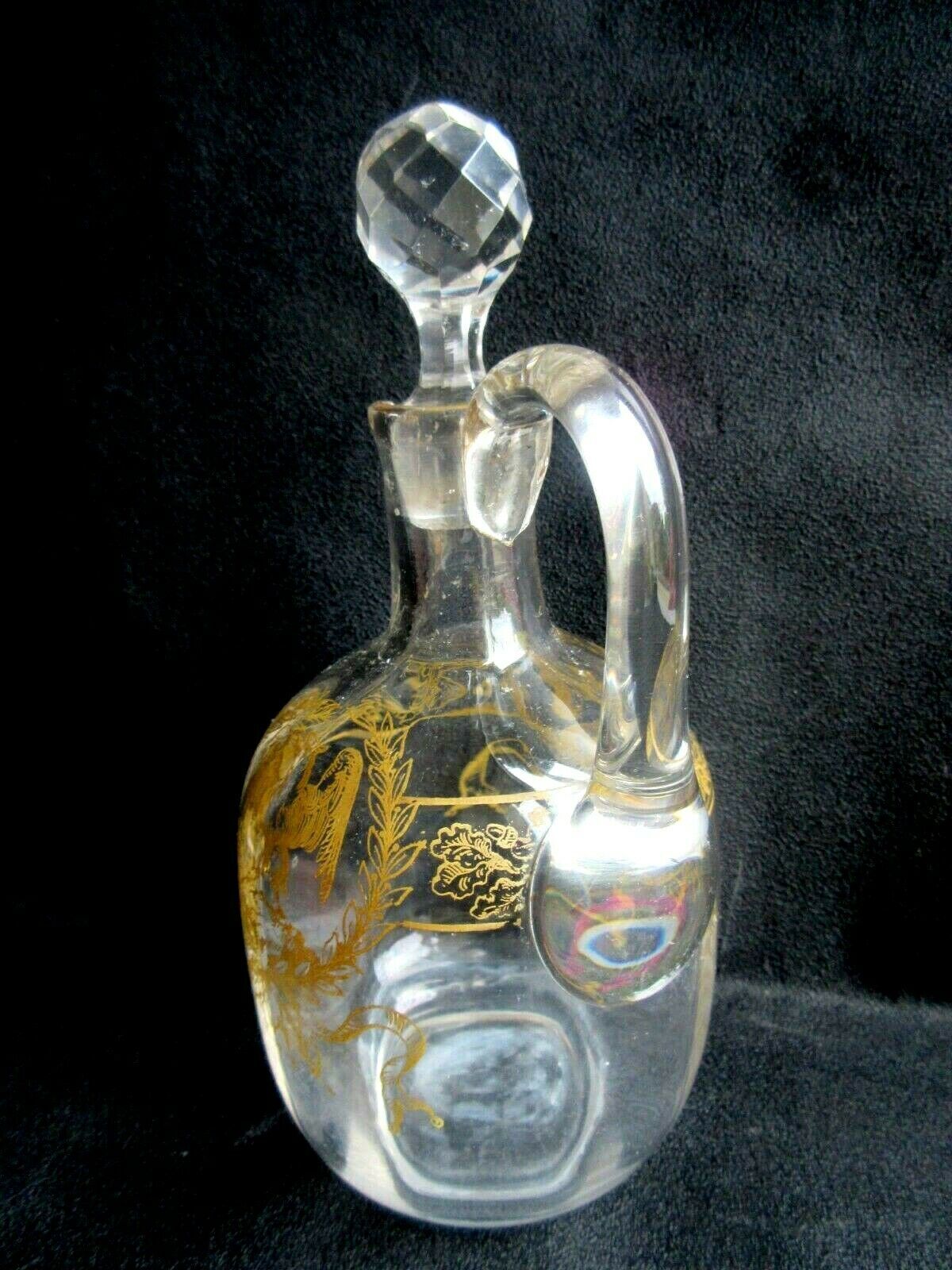 Carafe ewer colorless enamelled fine gold, Empire style: Eagle and louis XVI knot