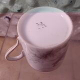 Cup and under cup decoration in grisaille porcelain of Paris XIXth signed