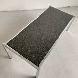 Vintage 1970s Modernist Coffee Table, Chrome and Granite
