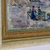Original Swedish Mid-Century Oil on Panel " Mårtenstorget with Krognoshuset in Lund!t" by CIris