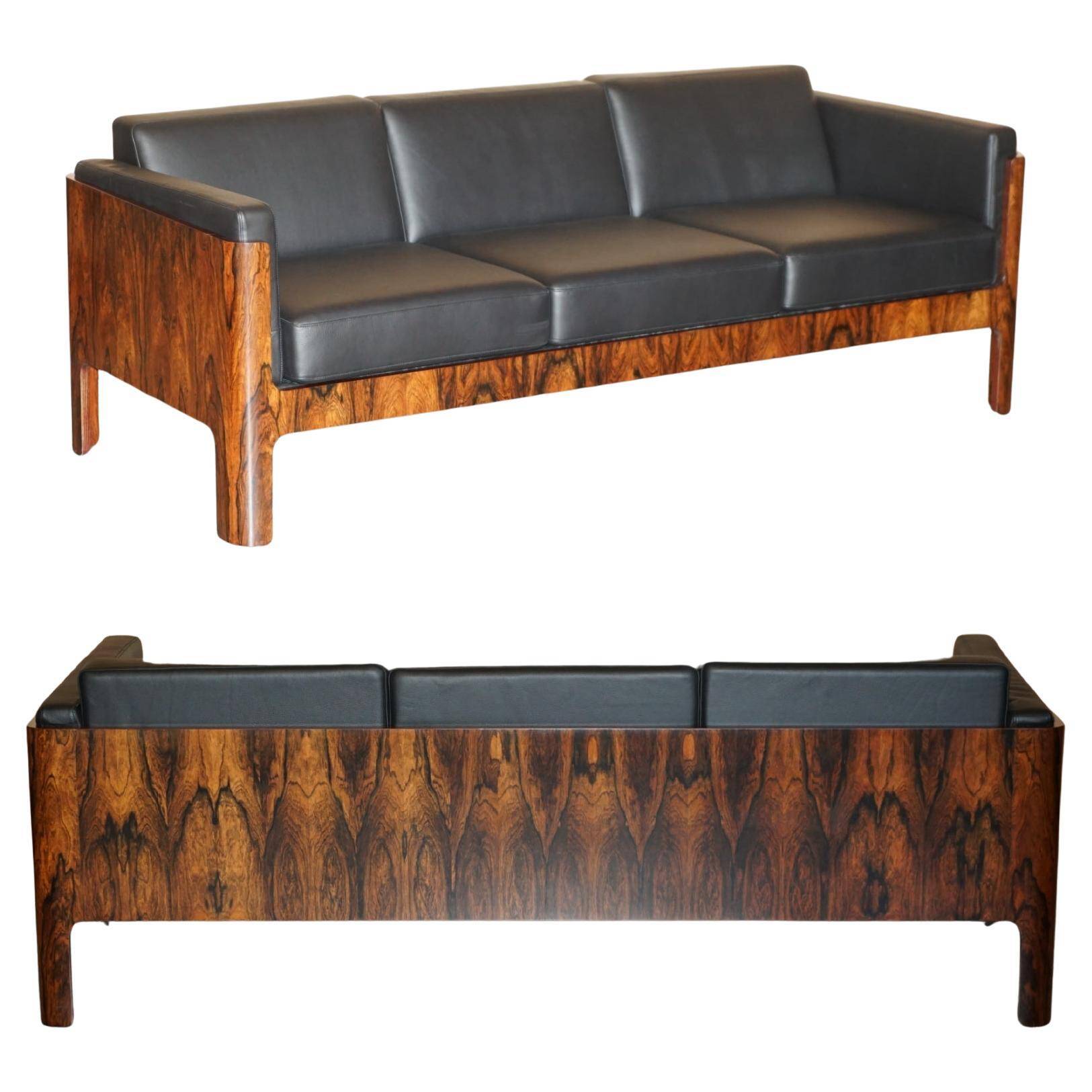 Mid-Century 3-seater canapé in Brazilian hardwood, 1966.